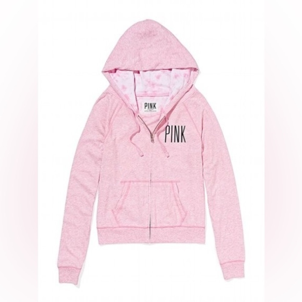 Victoria Secret PINK Lightweight Light Pink Perfect Zip Hoodie Size Medium EUC